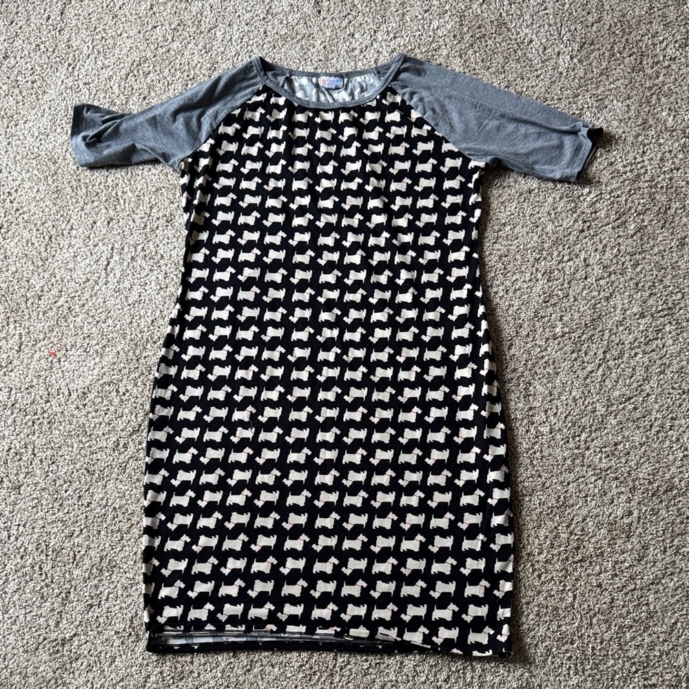LuLaRoe Dress with Black and White Scottie Dog Pattern